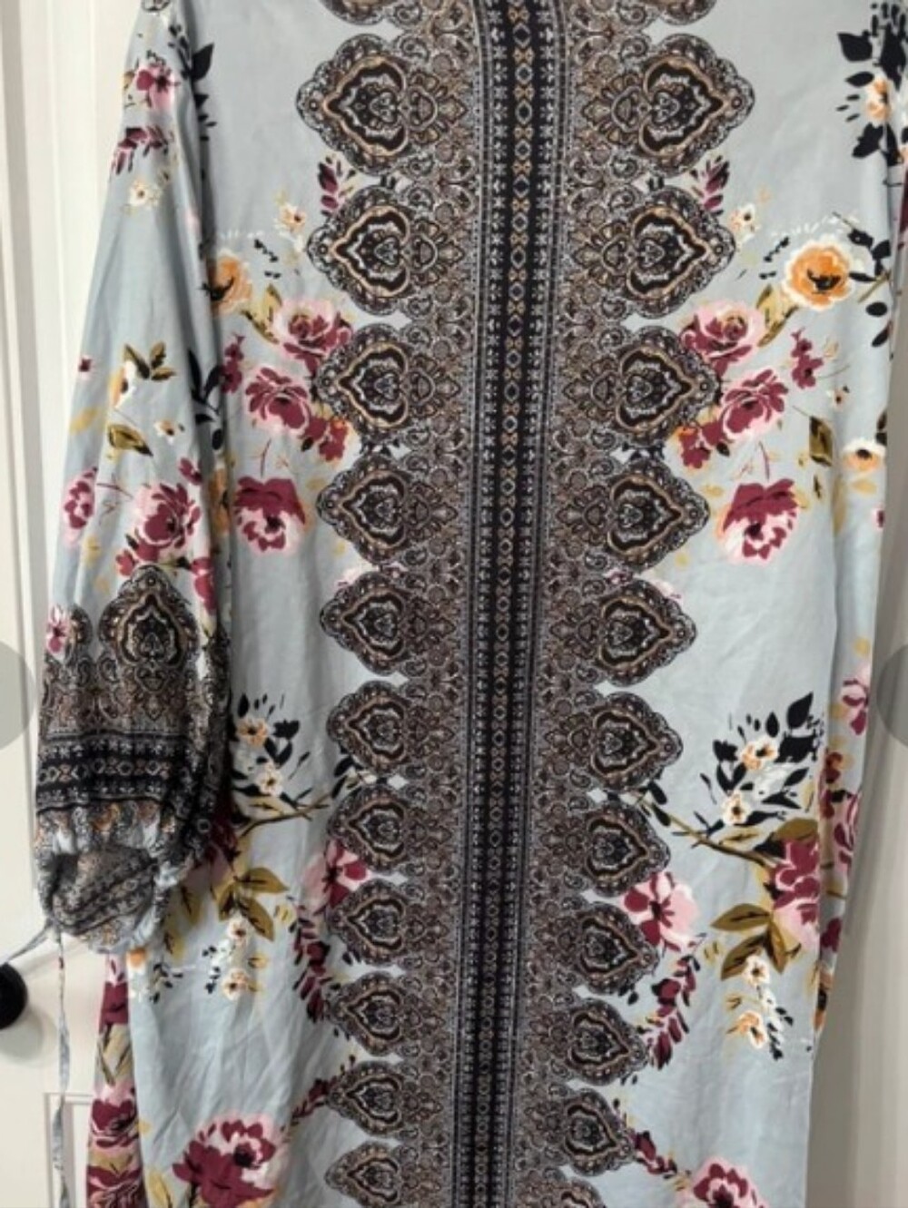 Angie Sz Lg Light Blue Boho Floral Lo Ng Kimono - Picture 3 of 4